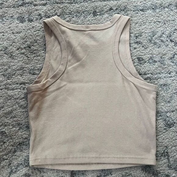 Women’s Tan Racerback Crop Tank Top - Picture 7 of 7